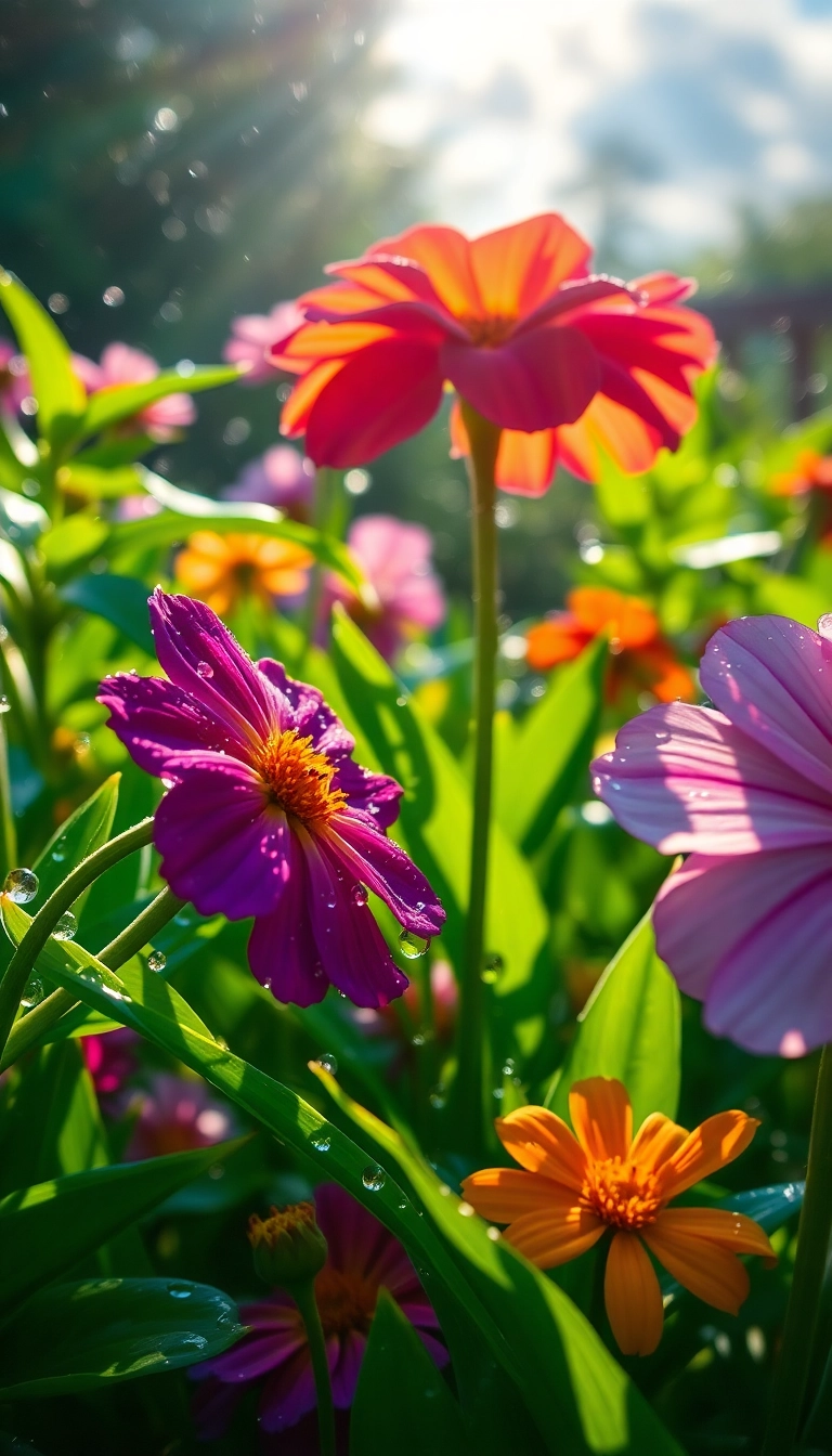 iPhone Beautiful Spring Rain Garden Captivating Wallpaper